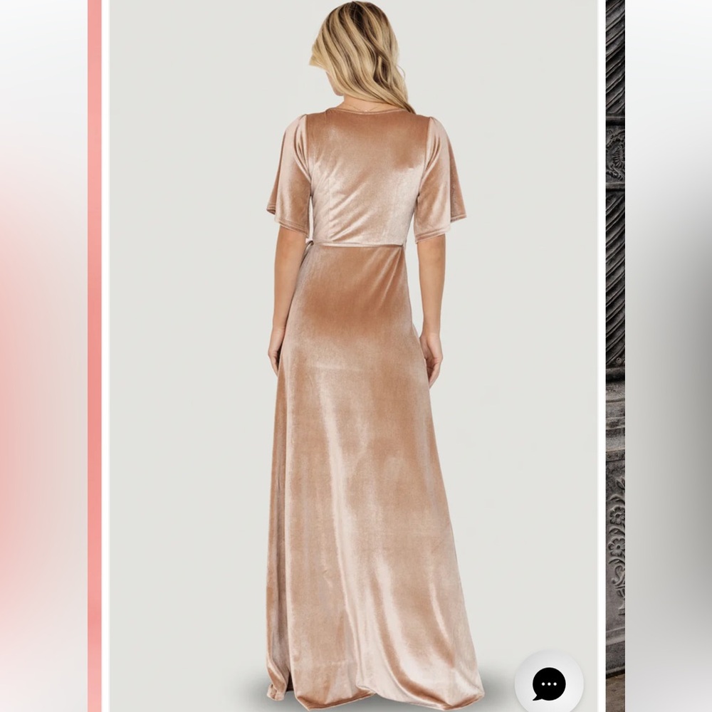 Baltic Born Meghan Velvet True Wrap Maxi Dress Formal Bridesmaid in Champagne - Picture 3 of 16